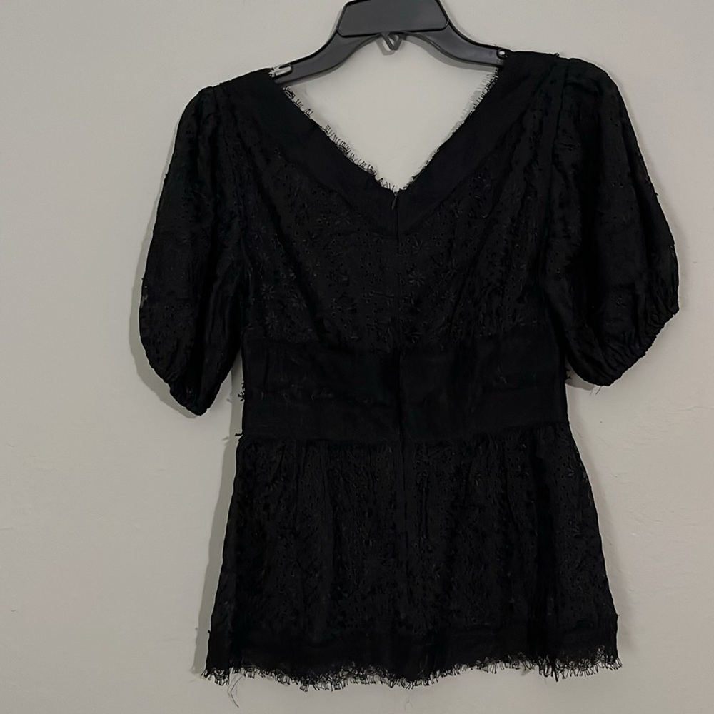 Black Lace Gothic Nanette Lepore Blouse sz 2 - Picture 3 of 9